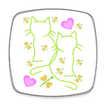 Printemps Chats Coeur Chats Enfants Enfant Bébé - Magnet carré - blanc - Devant