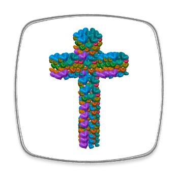 Cross Crosses Heart Hearts Crucifix - Square fridge magnet - white - Front