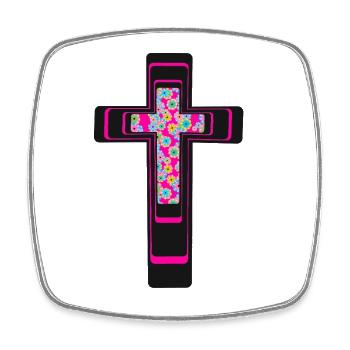Cross Flowers Crosses Crucifix - Square fridge magnet - white - Front