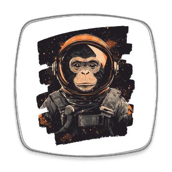 Affe Astronaut - Viereckiger Kühlschrankmagnet - Weiß - Vorne