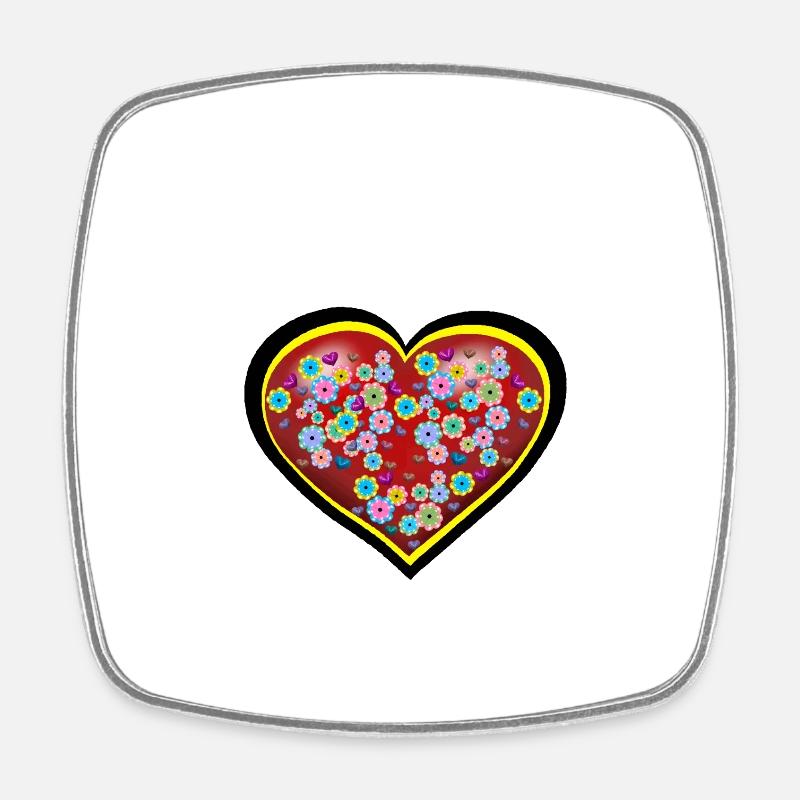 Blumen Herz Herzen Valentin Muttertag - Viereckiger Kühlschrankmagnet - Weiß