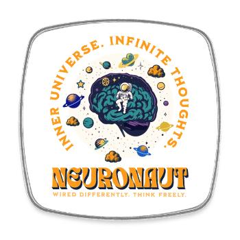 Neurospicy Neurodivergent Astronaut Brain - Square fridge magnet - white - Front