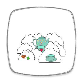 Heavenly Sky Tea Teapot Delight - Square fridge magnet - white - Front
