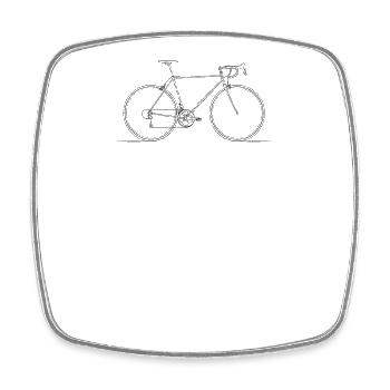 Road Bike Sketch Fine Lines Minimalist Style - Square fridge magnet - white - Front