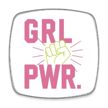 Women Power GRL PWR Girl Patriarchy Feminism - Square fridge magnet - white - Front
