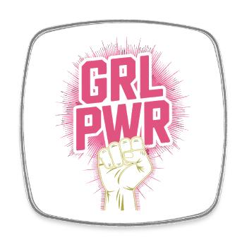 Women Power GRL PWR Girl Patriarchy Feminism - Square fridge magnet - white - Front