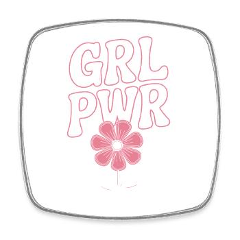 Women Power GRL PWR Girl Patriarchy Feminism - Square fridge magnet - white - Front