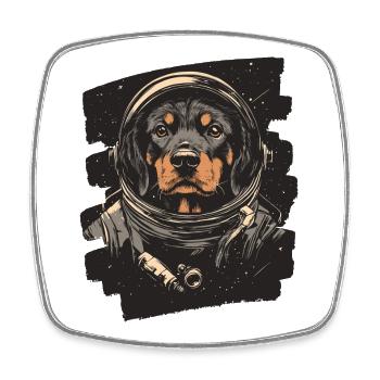 Rottweiler Astronaut - Square fridge magnet - white - Front