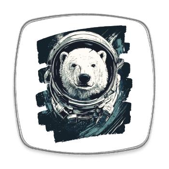 Eisbär Astronaut - Viereckiger Kühlschrankmagnet - Weiß - Vorne