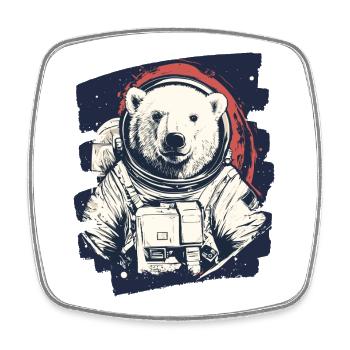 Eisbär Astronaut - Viereckiger Kühlschrankmagnet - Weiß - Vorne