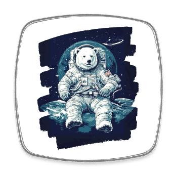 Eisbär Astronaut - Viereckiger Kühlschrankmagnet - Weiß - Vorne