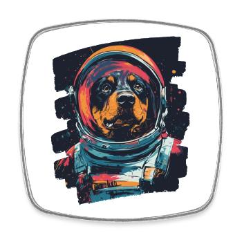 Rottweiler Astronaut - Viereckiger Kühlschrankmagnet - Weiß - Vorne