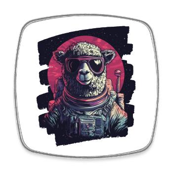 Lama Astronaut - Viereckiger Kühlschrankmagnet - Weiß - Vorne