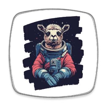 Lama Astronaut - Viereckiger Kühlschrankmagnet - Weiß - Vorne