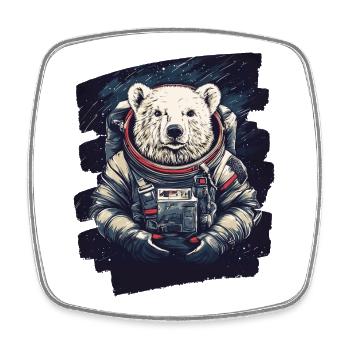 Eisbär Astronaut - Viereckiger Kühlschrankmagnet - Weiß - Vorne