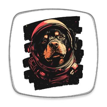 Rottweiler Astronaut - Viereckiger Kühlschrankmagnet - Weiß - Vorne