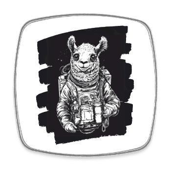 Lama Astronaut - Viereckiger Kühlschrankmagnet - Weiß - Vorne