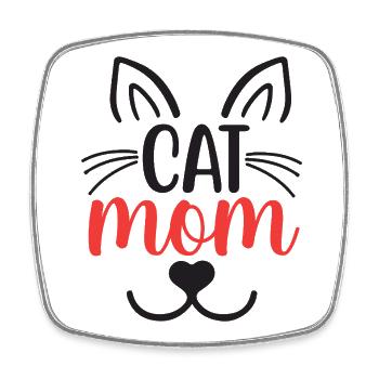 Maman chat - Magnet carré - blanc - Devant