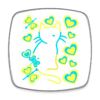 Retro cat cats 80s 90s old school vintage - Square fridge magnet - white - Front