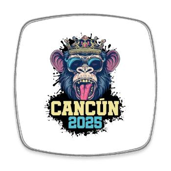 Cancun 2025 Affe - Viereckiger Kühlschrankmagnet - Weiß - Vorne