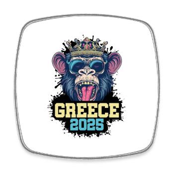 Greece 2025 Affe - Viereckiger Kühlschrankmagnet - Weiß - Vorne