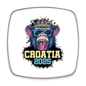 Croatia 2025 Affe - Viereckiger Kühlschrankmagnet - Weiß - Vorne