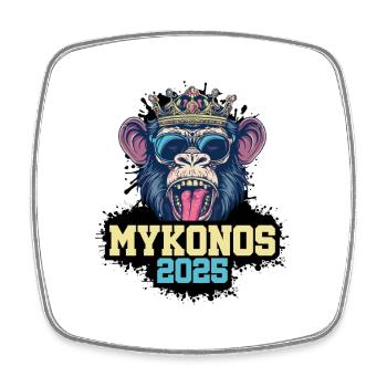 Mykonos 2025 Affe - Viereckiger Kühlschrankmagnet - Weiß - Vorne