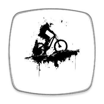 Mountainbiken - Viereckiger Kühlschrankmagnet - Weiß - Vorne