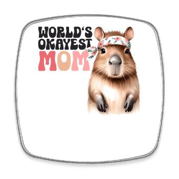 Worlds Okayest Mom Capybara Maman drôle Maman - Magnet carré - blanc - Devant