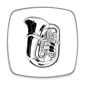 Dessin de tuba - Magnet carré - blanc - Devant