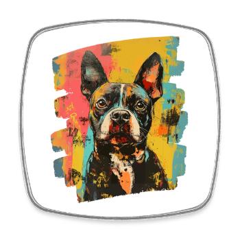 Bulldogge Kampfhund - Viereckiger Kühlschrankmagnet - Weiß - Vorne