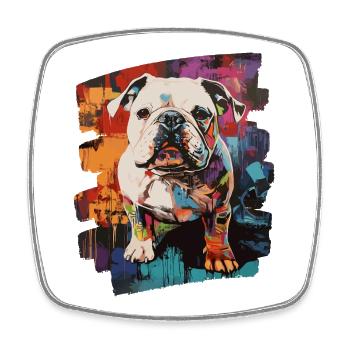 Bulldogge Kampfhund - Viereckiger Kühlschrankmagnet - Weiß - Vorne