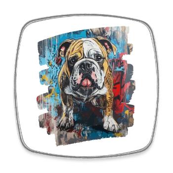 Bulldogge Kampfhund - Viereckiger Kühlschrankmagnet - Weiß - Vorne