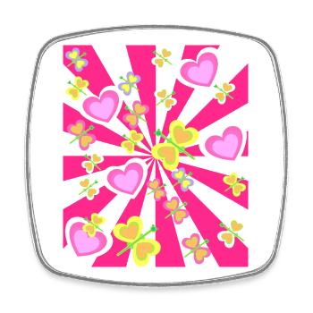 Retro Summer Summertime Heart Hearts Birthday - Square fridge magnet - white - Front