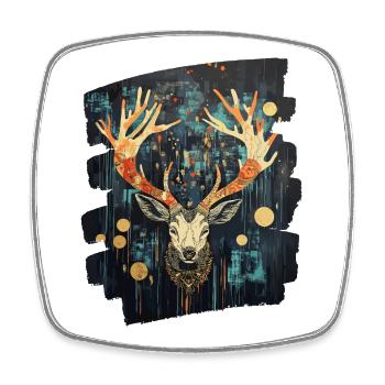 Cerf avec bois - Magnet carré - blanc - Devant