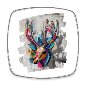 Cerf avec bois - Magnet carré - blanc - Devant