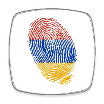 Armenian flag fingerprints - Square fridge magnet - white - Front