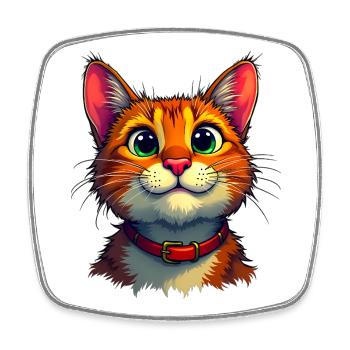 Chat mignon - Magnet carré - blanc - Devant
