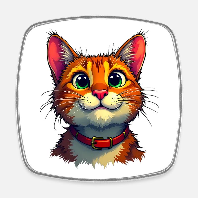 Cute cat - Square fridge magnet - white