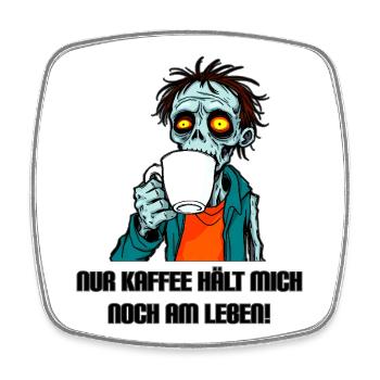 Kaffee-Zombie - Viereckiger Kühlschrankmagnet - Weiß - Vorne