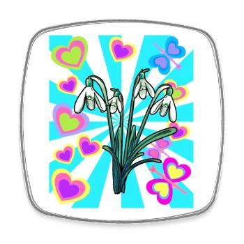 Rétro Vintage Perce-neige Fleurs Printemps - Magnet carré - blanc - Devant