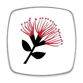 Fleur de Pohutukawa , Nouvelle-Zélande - Magnet carré - blanc - Devant