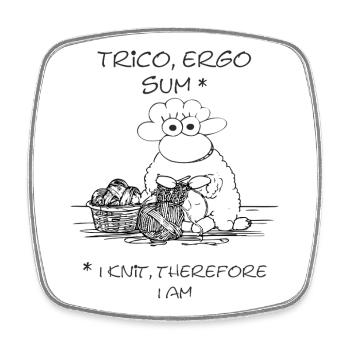 I think, therefore i am Schaf für Handarbeitsfans - Viereckiger Kühlschrankmagnet - Weiß - Vorne