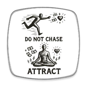 Don't Chase Attract | Minimalist Meditation Art - Square fridge magnet - white - Front