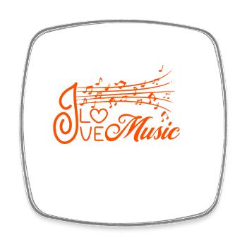 Ich liebe Musik Noten mit Herz - Viereckiger Kühlschrankmagnet - Weiß - Vorne