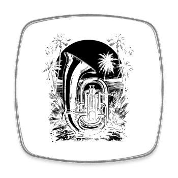 Tuba Drawing - Square fridge magnet - white - Front