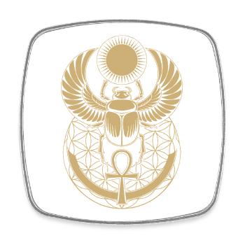 Sacred Winged Scarab | Egyptian Solar Emblem - Square fridge magnet - white - Front