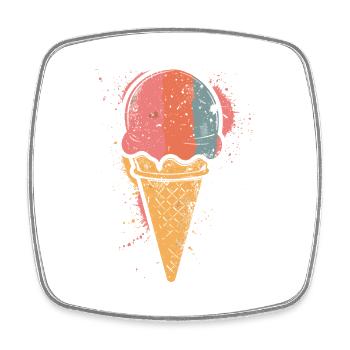 Retro Eiscreme - Viereckiger Kühlschrankmagnet - Weiß - Vorne
