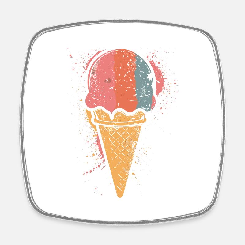 Glace rétro - Magnet carré - blanc