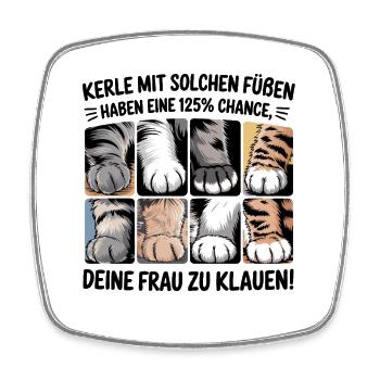 Katzenpfoten Humor – Frau geklaut in 3…2…1 Katze - Viereckiger Kühlschrankmagnet - Weiß - Vorne